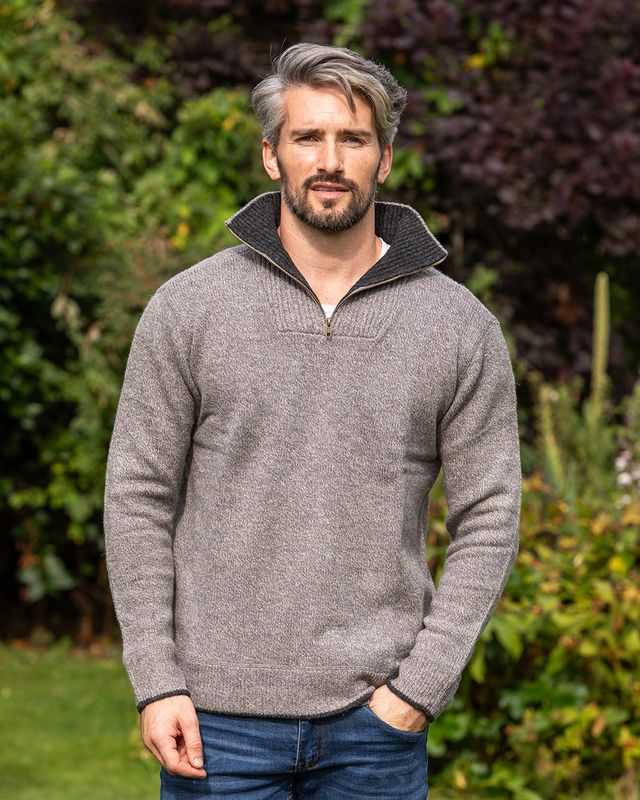 Half Zip Lambswool Sweater Blue Stonea