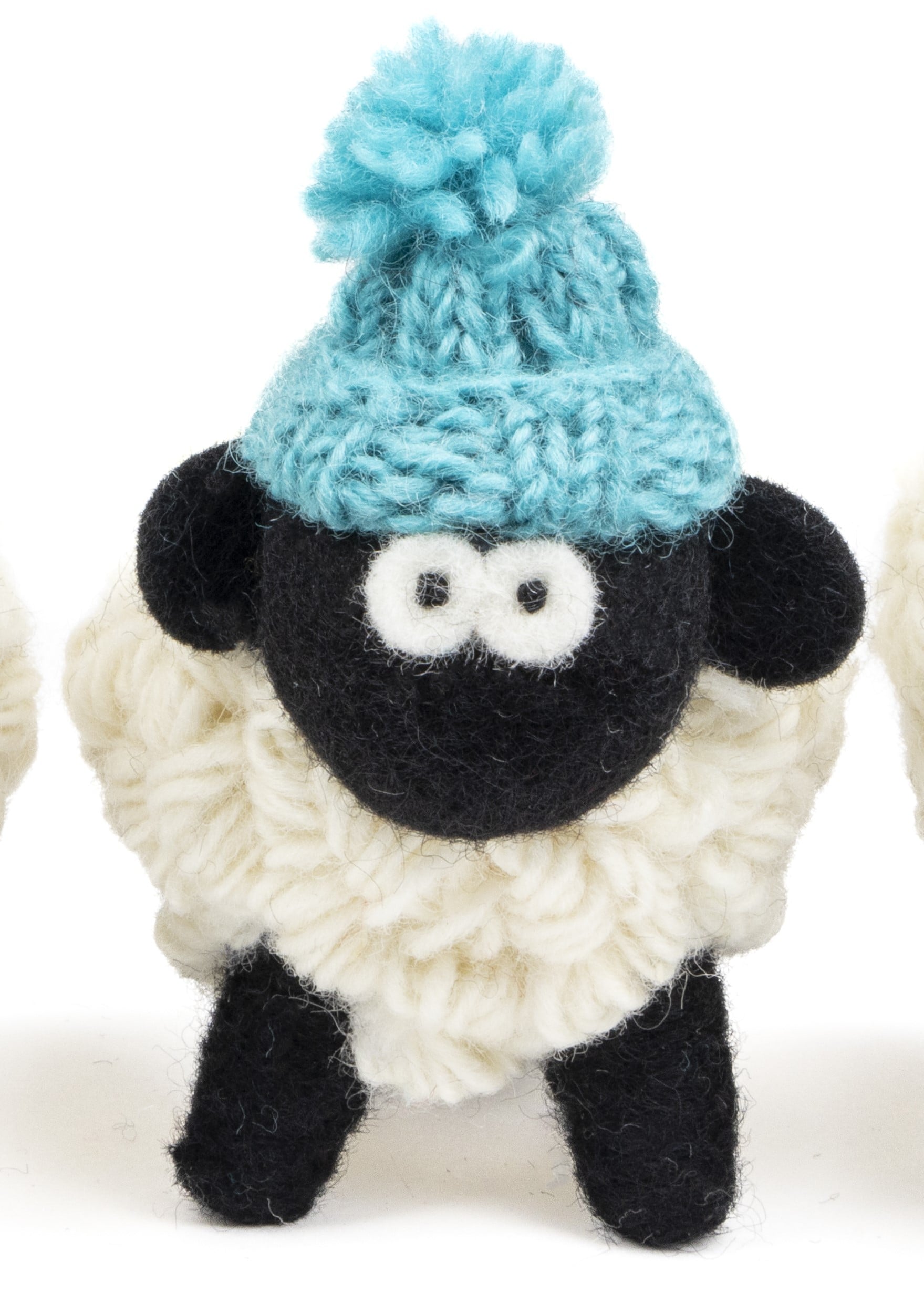Knitted Sheep with Bobble Hat Green - Large