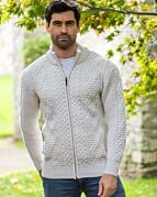 Men's Fisherman Full Zip Cardigan Natural | The Sweater Shop