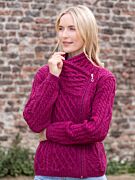 Aran Cable Knit Side Zip - Red