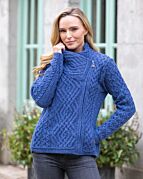 Cable Knit Side Zip Cardigan Royal Blue | The Sweater Shop
