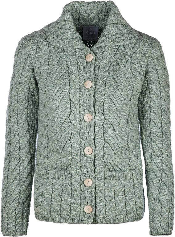 Green merino cardigan top