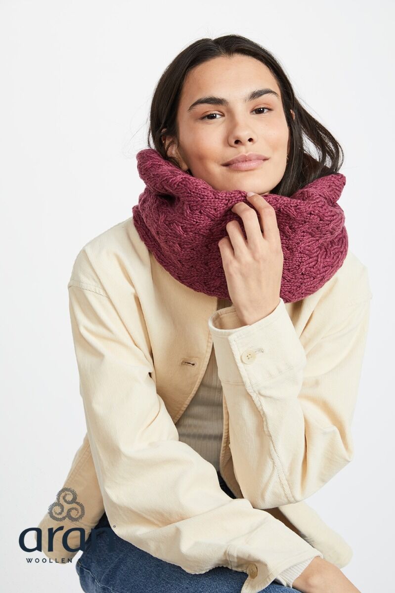 Super Soft Aran Snood Pink The Sweater Shop