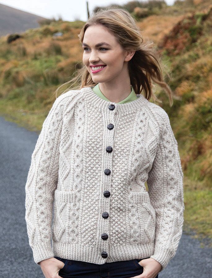 Ladies Handknit Cardigan Parsnip The Sweater Shop