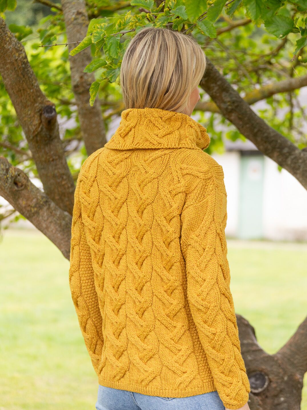 Aran Super Soft Cowl Neck Sweater Sunshine