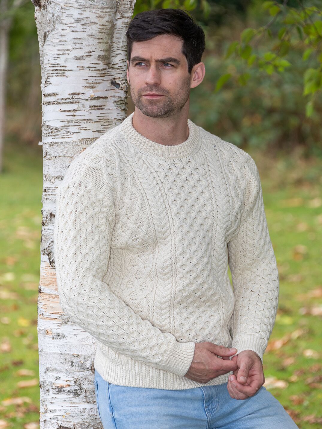 Men s Aran Cable Knit Sweater The Sweater Shop