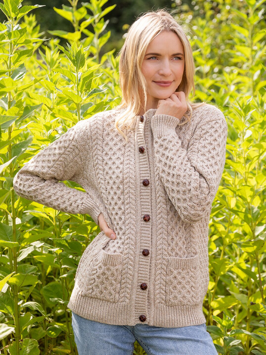 Ladies cable cardigan store