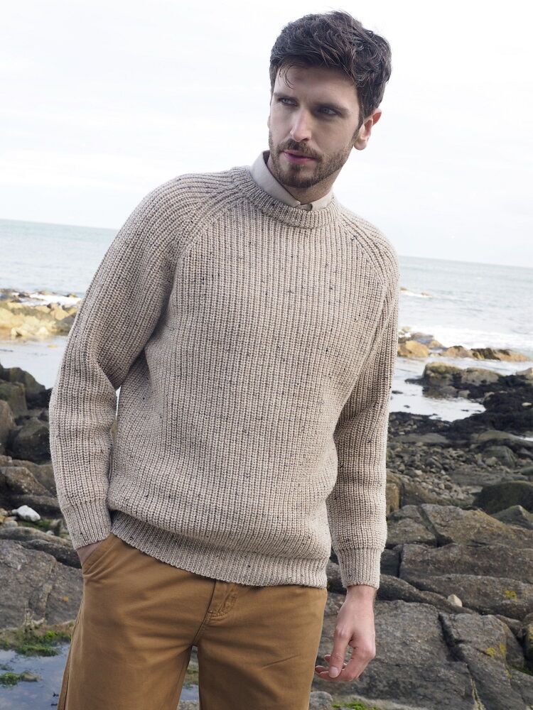 Fisherman Rib Crew Fleck The Sweater Shop