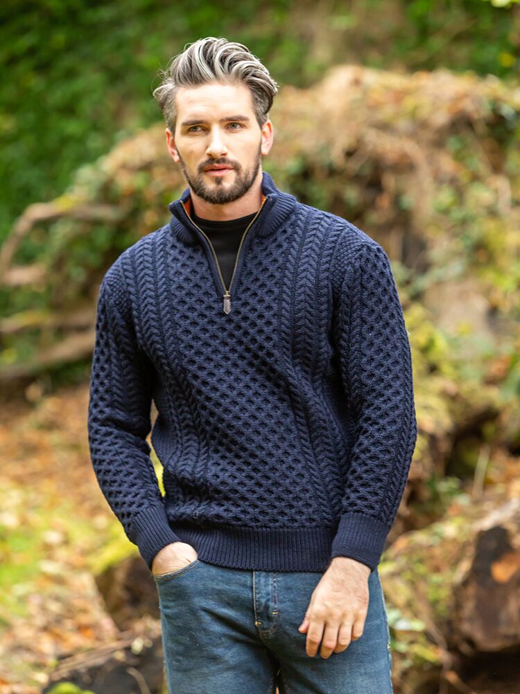 ARAN HALF ZIP SWEATER 2507 | The Sweater Shop