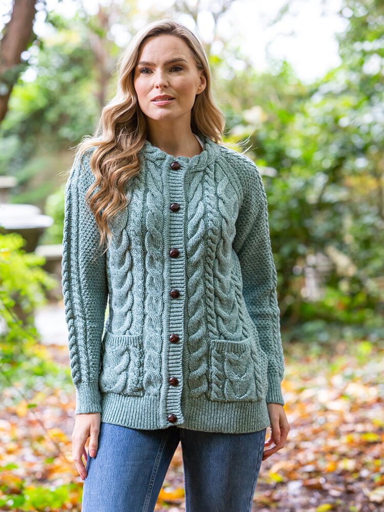 神色【ターコイズブルー】INVERALLAN 4A ARAN CARDIGAN 神色【ターコイズブルー】INVERALLAN 4A ARAN CARDIGAN 神色