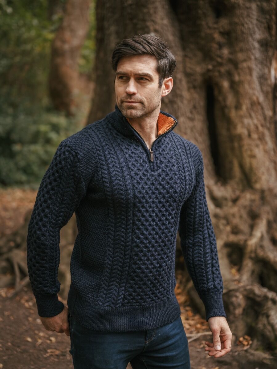 ARAN HALF ZIP SWEATER 2507 | The Sweater Shop
