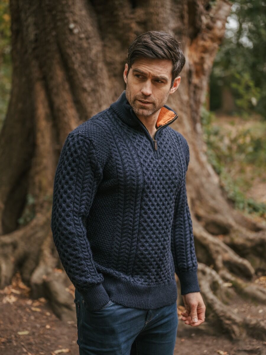 ARAN HALF ZIP SWEATER 2507 | The Sweater Shop