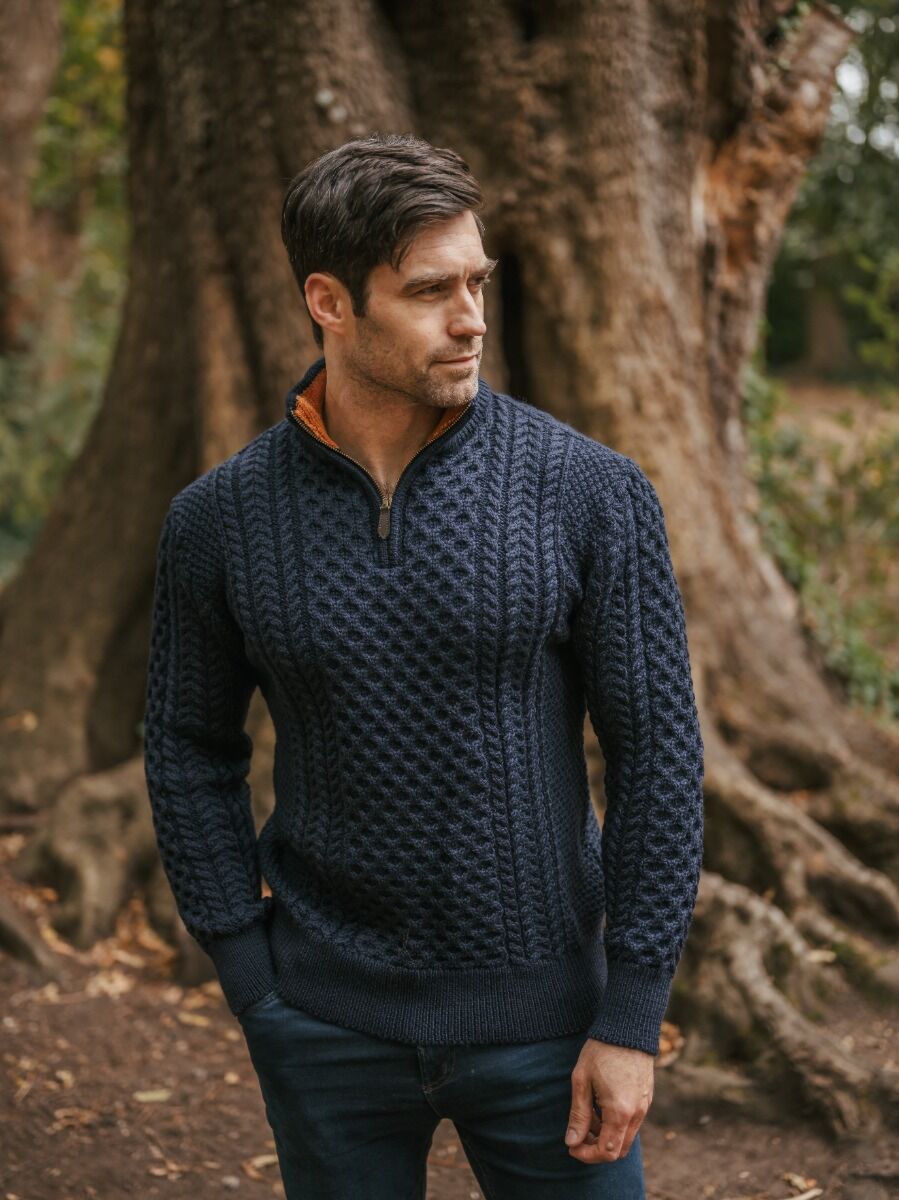 ARAN HALF ZIP SWEATER 2507 | The Sweater Shop