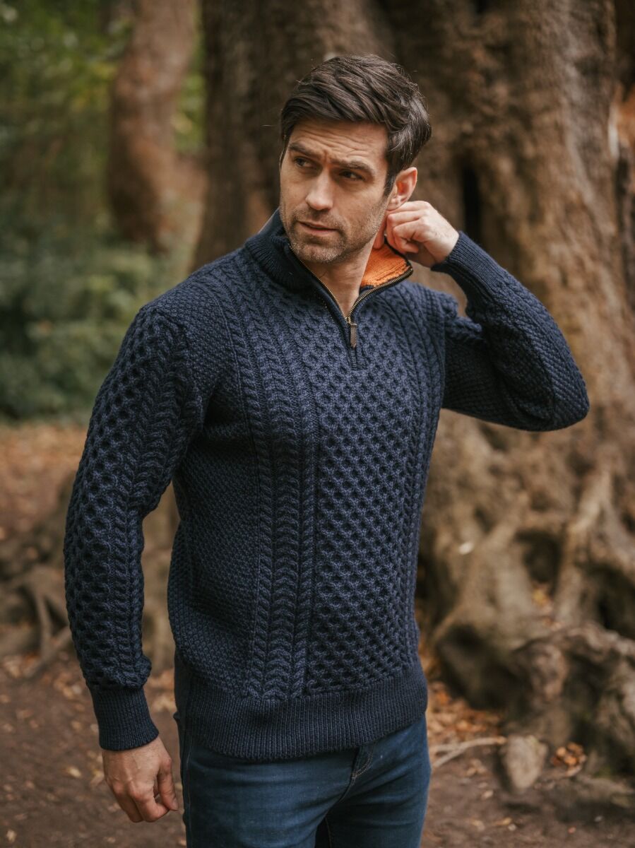 ARAN HALF ZIP SWEATER 2507 | The Sweater Shop