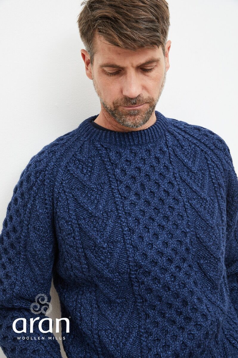 Aran Handknit Sweater Nightshade Navy