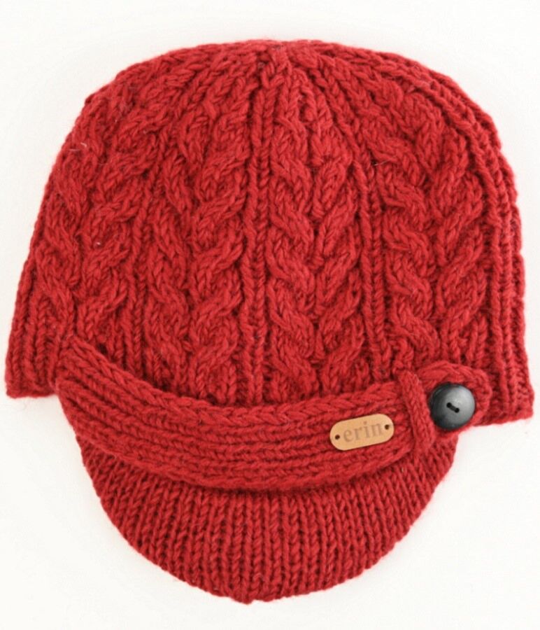 Erin Peak Cable Knit Hat Red | The Sweater Shop