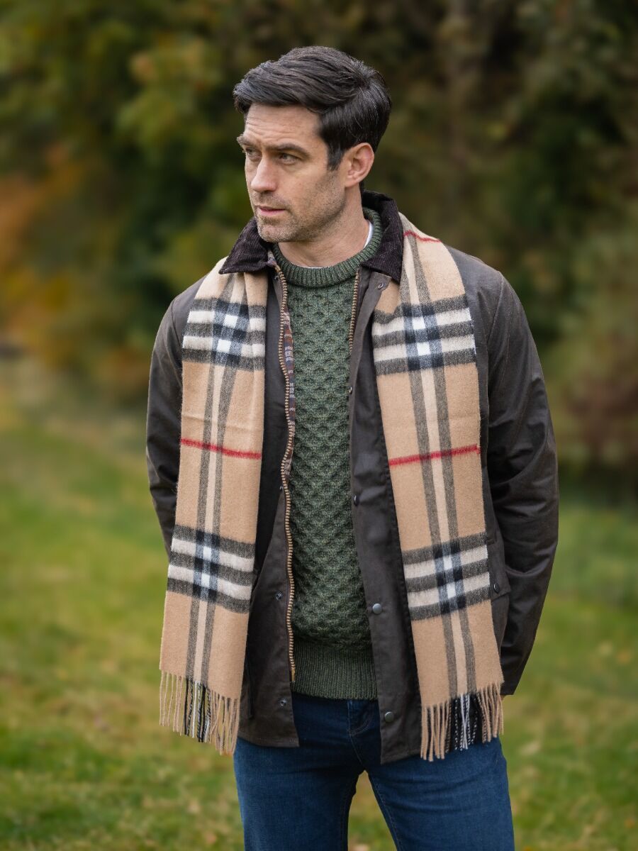Beige Cashmere Mega Check Scarf main image 0