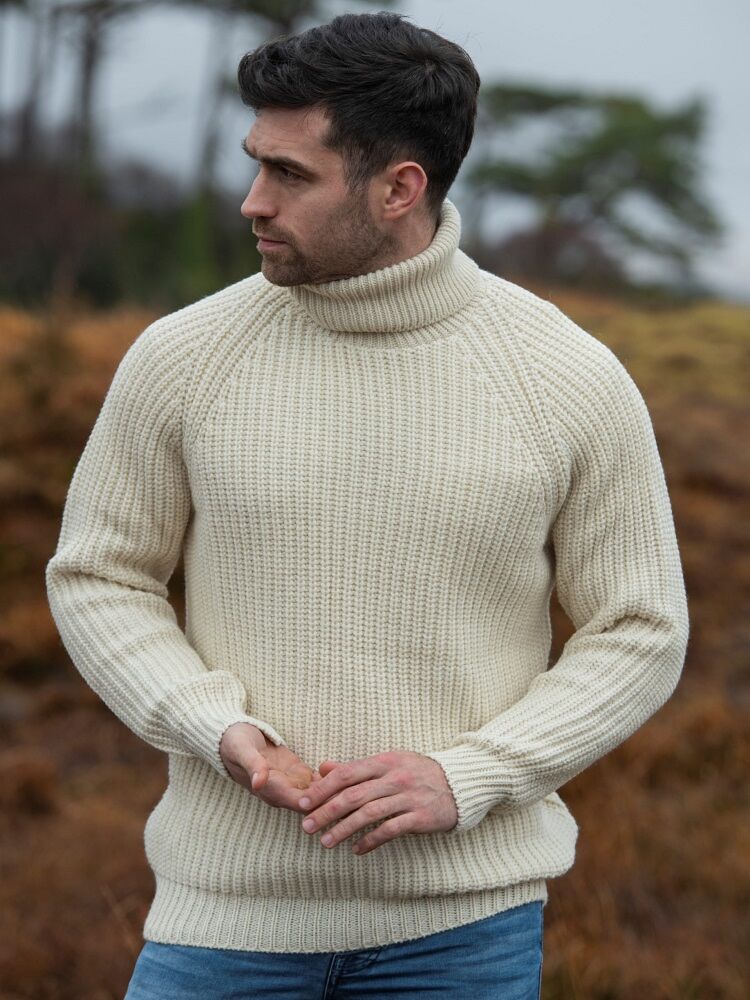 Men's Rib Roll Neck Sweater | The Sweater Shop