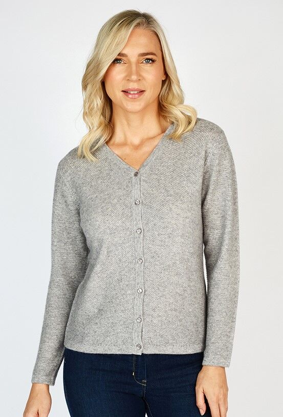 Extra Fine Merino Wool Cashmere Cardigan Silver Grey