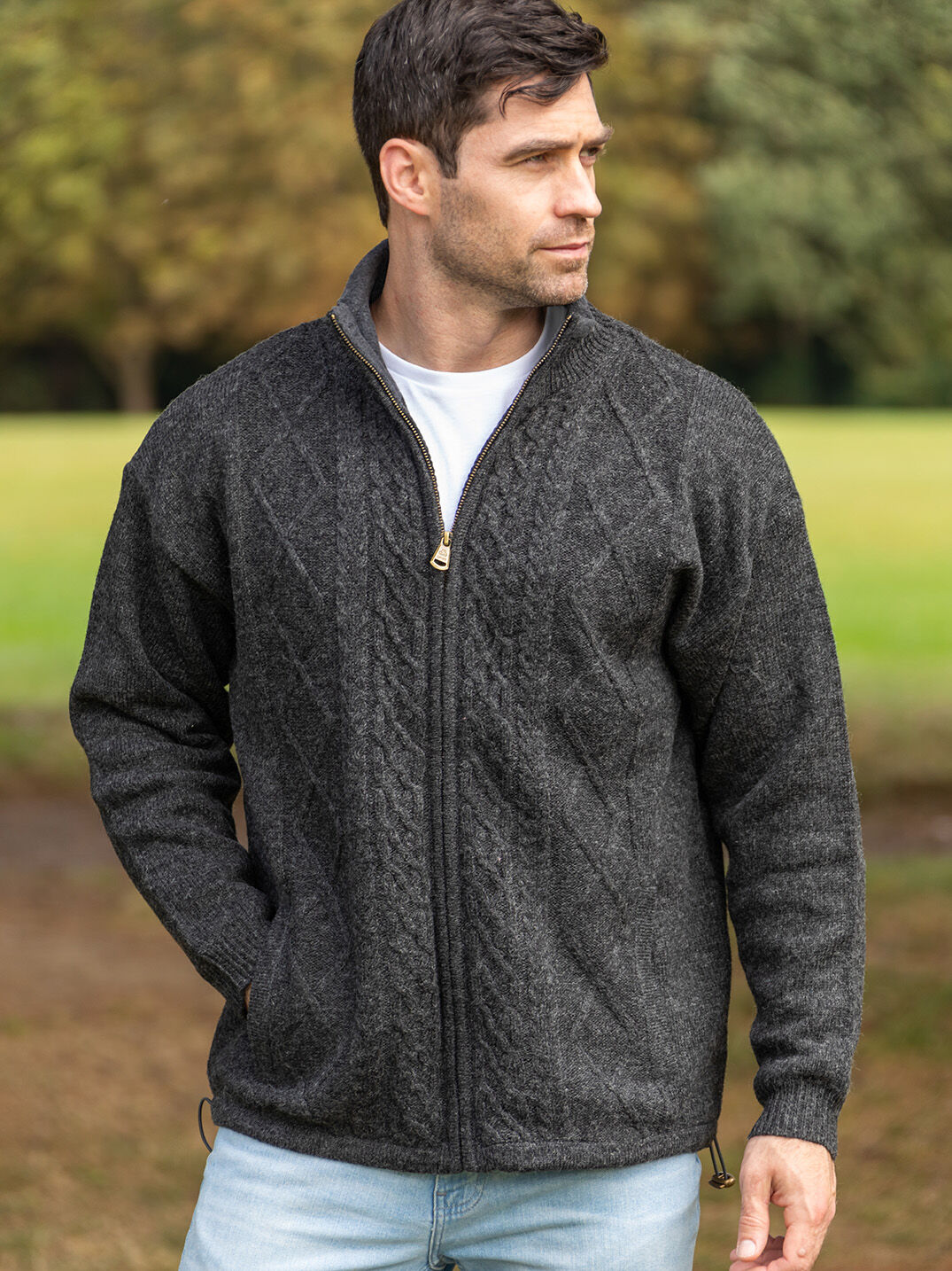 Mens fleece lined zip cardigan store