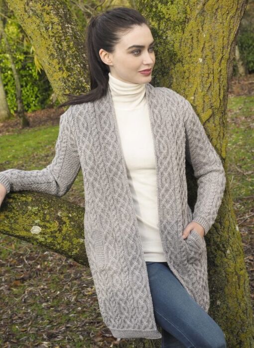 Celtic Braid Coat Grey | The Sweater Shop