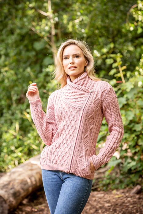 Cable Knit Side Zip Pink