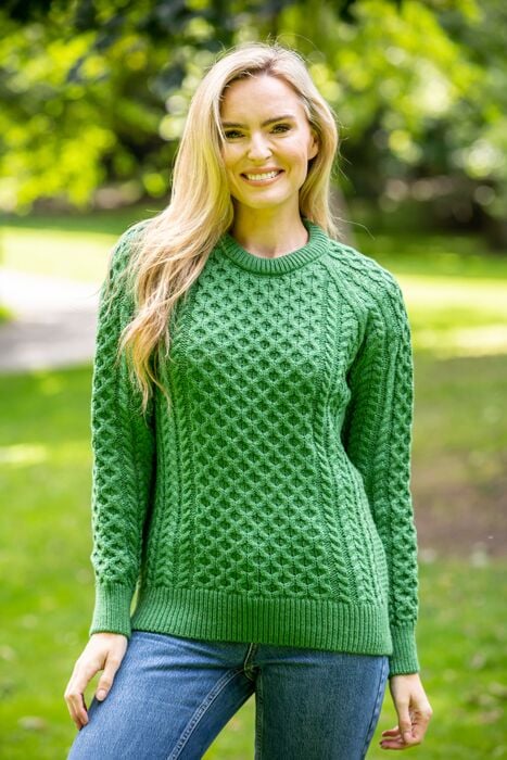 Irish Aran Classic Sweater Green | The Sweater Shop