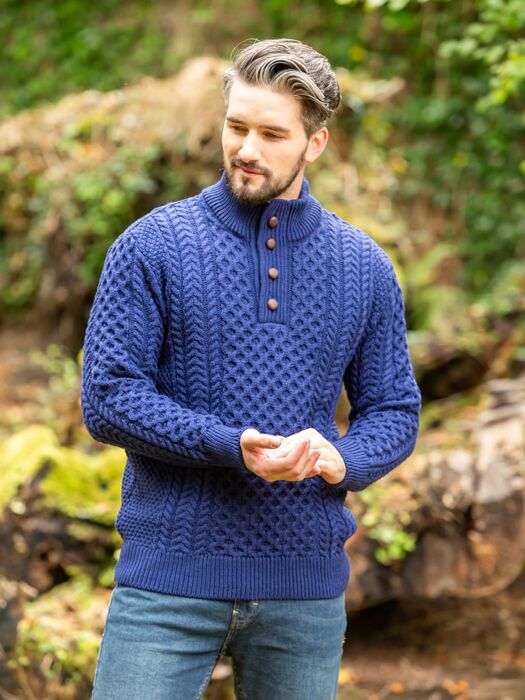 half button sweater mens