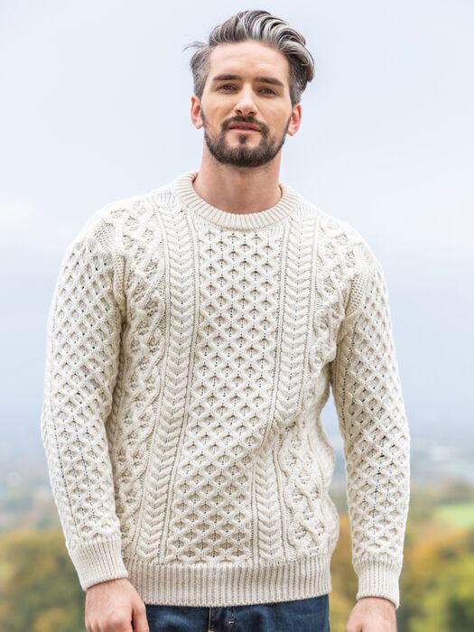 unisex Heavyweight Aran Sweater - Natural