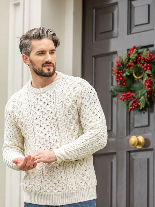 Mens Aran Jumper Cable Warm Sweater Top Good Product Online shipping ...