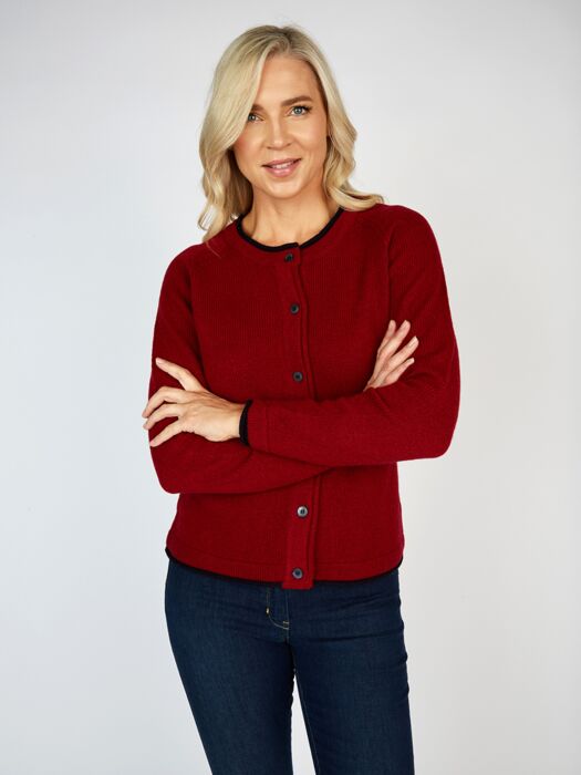 Ladies long online red cardigan