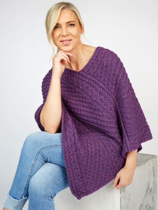 Purple poncho sweater online