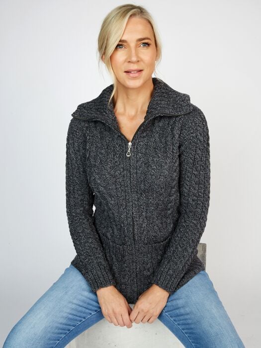 Zip front sweater sales womens