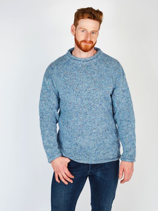 Donegal Roll Neck Sweater Sky Blue