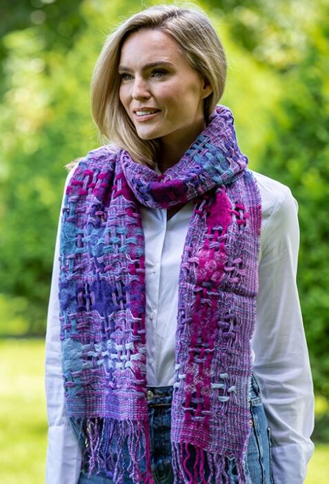 Suantrai of Ireland Scarf Purple Fuschia 87x15 in | The Sweater Shop