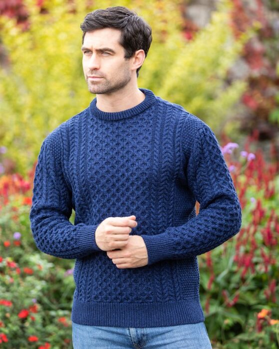 Mens Fisherman Merino Wool Navy