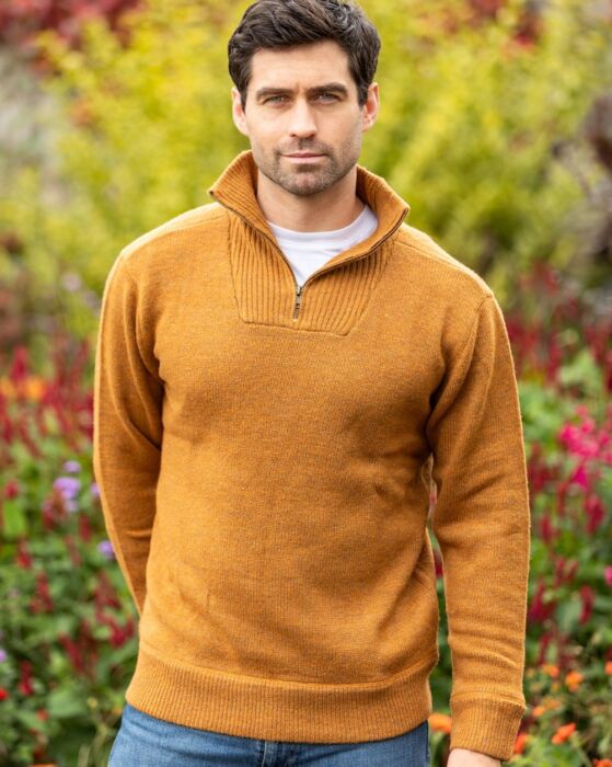 Half Zip Lambswool Sweater Blue Stone