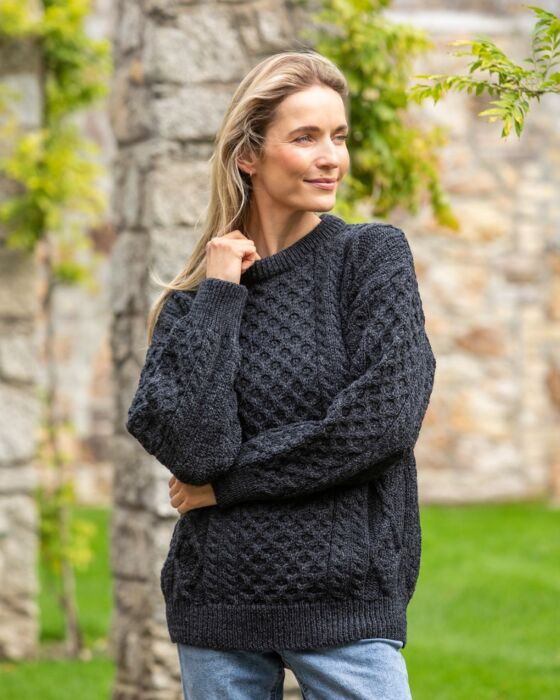 Irish Aran unisex Sweater Charcoal