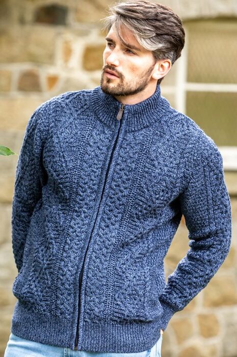 Fisherman Lambswool Zip Through Cardigan