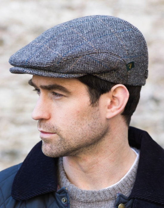 Mens Irish Flat Cap Herringbone 9105