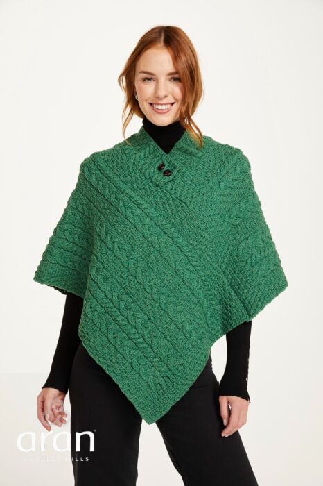 Aran knit poncho store