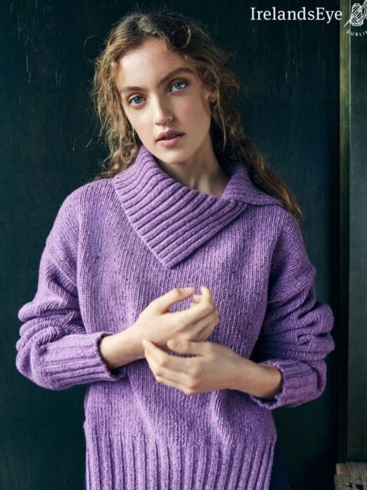 Slouchy Funnel Neck Sweater Lilac