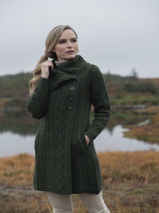 Long sweater store coat with belt