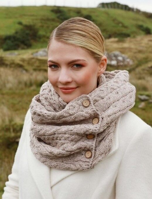 Aran Infinity Scarf Beige