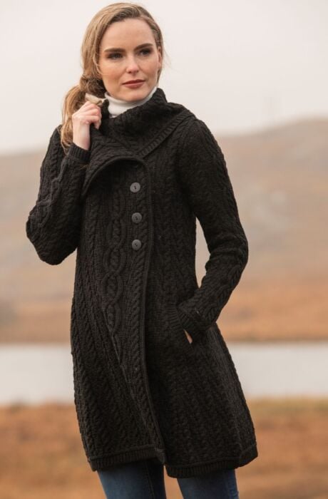 Wool top cardigan sweater