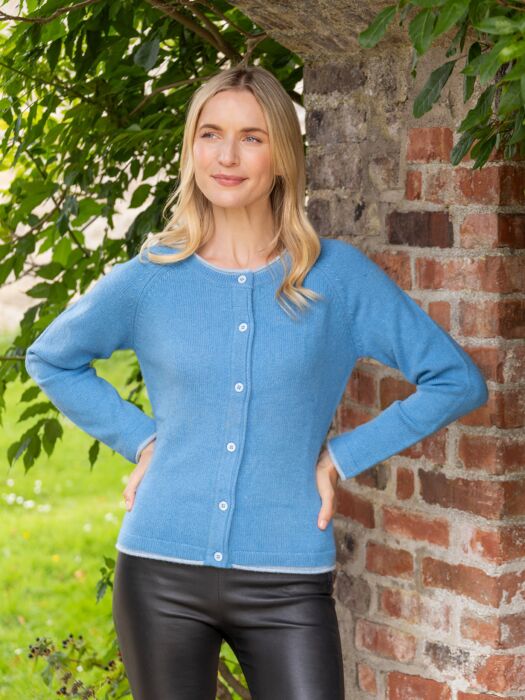 Wool and Cashmere Cardigan Azure Blue