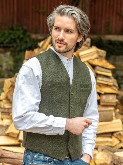 Mens green tweed discount vest