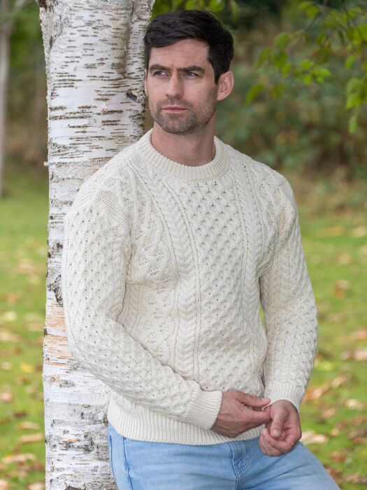 Men s Aran Cable Knit Sweater The Sweater Shop