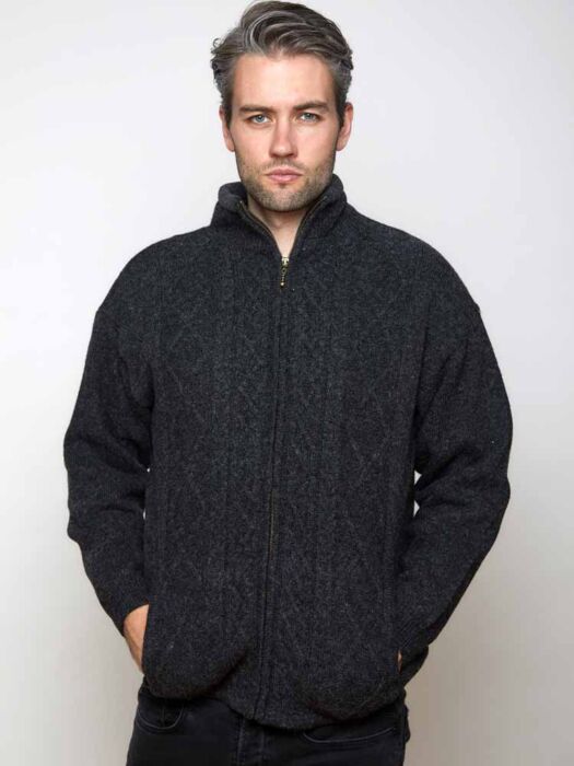 Men s Lined Woolen Jacket Irish Aran Wool Sweater Shop Dublin