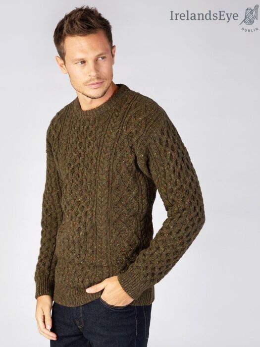 Wool & Cashmere Aran Sweater Loden Green